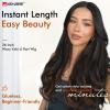 26 Inch Wavy Yaki U Part Wig Mixed Black Synthetic V Part Half Wig for Black Women Natural Kinky Straight Wavy Long Glueless Half Wig Easy Wear (P1B/30) view 4