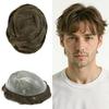 Toupee for Men Thin Skin PU Injection Mens Wig Unit Real Natural Human Hair Piece Mens Replacement System (4# Medium Brown, 6''X8'') view 1
