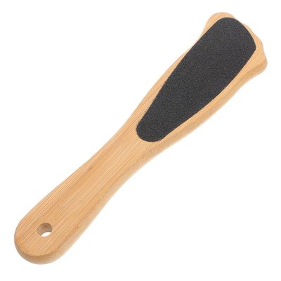 MUCKLILY Double-Sided Wood Foot Scrubber with Natural Handle Dual-Sided Sandpaper Heel File for Rough Feet Dead Skin Remover Callus Tool for Nail Corn Toe Care Professional Pedicure