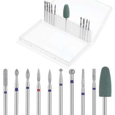 10 PCS Cuticle Nail Bit Set, Clean Cuticle Drill Bits for Nails Shaping, Electric Nail File Bits for Dead Skin Removal, Nails Drills Bit for Manicure Tools, 10 Sizes