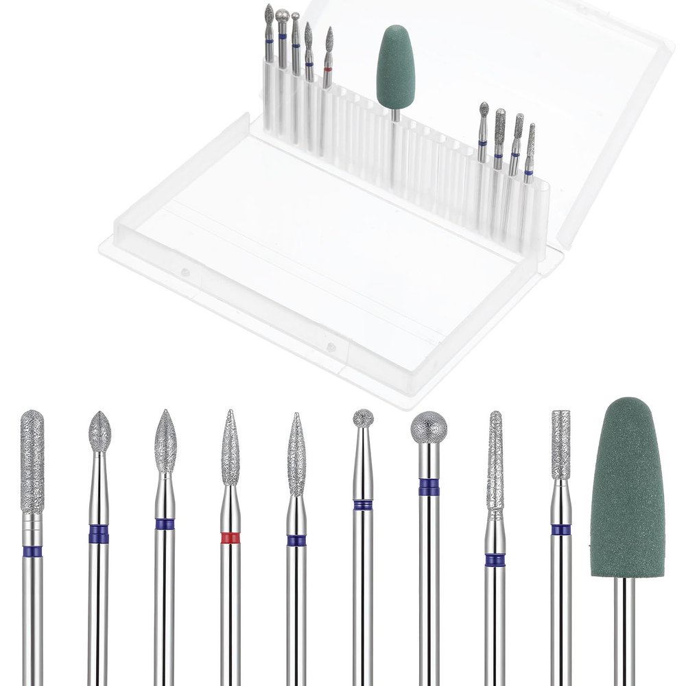 10 PCS Cuticle Nail Bit Set, Clean Cuticle Drill Bits for Nails Shaping, Electric Nail File Bits for Dead Skin Removal, Nails Drills Bit for Manicure Tools, 10 Sizes