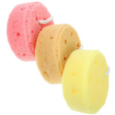ABOOFAN 3pcs Bath Sponges Honeycomb Body Wash Scrubbers for Shower Soft Skin Cleaning Scrubbers with Rich Exfoliating Shower Sponges for Adults Yellow Rose Beige
