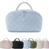 180 Lay-Flat Travel Makeup Bag, Large Puffy Makeup Bag For Women, Portable Wide Open Lay-Flat Water-Resistant Cosmetic Case Toiletries With Compartments,Travel Essentials (Blue) view 1