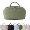 180 Lay-Flat Travel Makeup Bag, Large Puffy Makeup Bag For Women, Portable Wide Open Lay-Flat Water-Resistant Cosmetic Case Toiletries With Compartments,Travel Essentials (Green) view 1