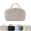 180 Lay-Flat Travel Makeup Bag, Large Puffy Makeup Bag For Women, Portable Wide Open Lay-Flat Water-Resistant Cosmetic Case Toiletries With Compartments,Travel Essentials (Khaki) view 1