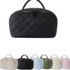 180 Lay-Flat Travel Makeup Bag, Large Puffy Makeup Bag For Women, Portable Wide Open Lay-Flat Water-Resistant Cosmetic Case Toiletries With Compartments,Travel Essentials (Black) view 1