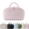 180 Lay-Flat Travel Makeup Bag, Large Puffy Makeup Bag For Women, Portable Wide Open Lay-Flat Water-Resistant Cosmetic Case Toiletries With Compartments,Travel Essentials (Pink) view 1