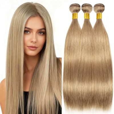 22# Ash Blonde Straight Human Hair Bundles 16 18 20 Inch Brazilian Hair 3 Bundles Virgin Unprocessed Soft Hair Nature Hair For Black Women Fashion Girls