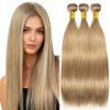 22# Ash Blonde Straight Human Hair Bundles 16 18 20 Inch Brazilian Hair 3 Bundles Virgin Unprocessed Soft Hair Nature Hair For Black Women Fashion Girls view 1