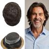 Swiss Lace Mens Toupee Hair System For Men Hair Replacement Durable Toupee For Men European Human Hair Pieces Natural Hairline #220 Darkest Brown+20% Gray-110% Light to Medium Density 8"x10" view 1