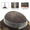 Swiss Lace Mens Toupee Hair System For Men Hair Replacement Durable Toupee For Men European Human Hair Pieces Natural Hairline #220 Darkest Brown+20% Gray-110% Light to Medium Density 8"x10" view 3