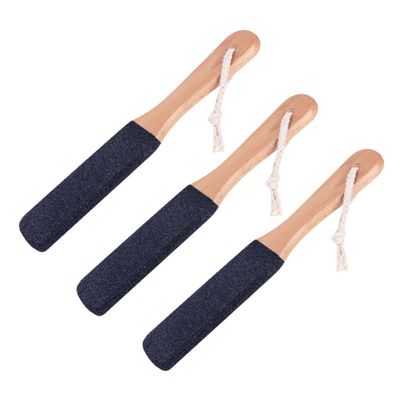 PRETYZOOM 3pcs Double-Sided Foot Scraper Callus Remover Pedicure Files with Wooden Handle for Hard Skin Removal Portable Foot Grinder for Travel and Home Use