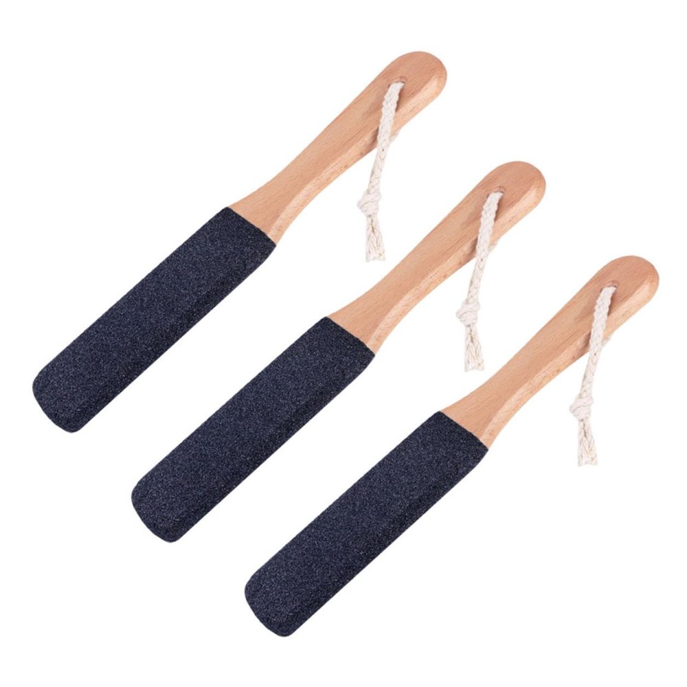 PRETYZOOM 3pcs Double-Sided Foot Scraper Callus Remover Pedicure Files with Wooden Handle for Hard Skin Removal Portable Foot Grinder for Travel and Home Use