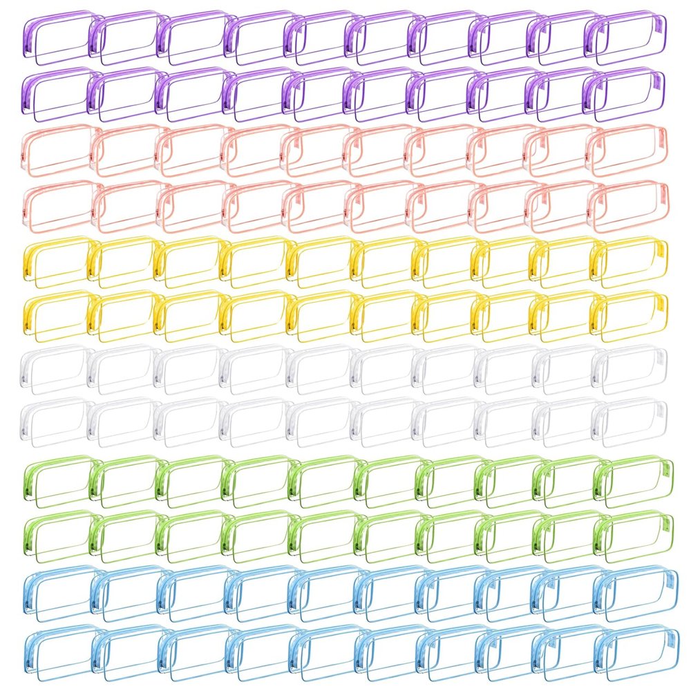 120 Pcs Clear Makeup Bags Bulk Tsa Approved Toiletry Bag for Travel Transparent Cosmetic Bag PVC Waterproof Travel Small Pouches with Zipper for Men and Women (Vivid Color)