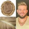 Swiss Lace Mens Toupee Hair System For Men Hair Replacement Transparent Lace Toupee For Men European Human Hair Pieces Natural Hairline #1840 Medium Blonde+40% Gray-130% Medium Density 8"x10" view 1