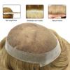Swiss Lace Mens Toupee Hair System For Men Hair Replacement Transparent Lace Toupee For Men European Human Hair Pieces Natural Hairline #1840 Medium Blonde+40% Gray-130% Medium Density 8"x10" view 3