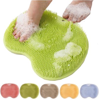 2026 New Silicone Shower Foot Scrubber Mat, Foot Back Cleaning Pad Back Washer Exfoliating Bath Wash Pad, Shower Foot Scrubber Mat with Non-Slip Suction Cups (Green)