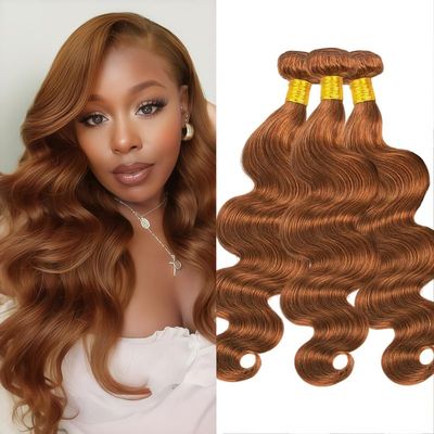 Light Brown Body Wave Bundles Brown Bundles Human Hair 8 10 12Inch Human Hair Weave for Black Women 12A Brazilian Virgin Hair 3Bundles#30