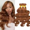 Light Brown Body Wave Bundles Brown Bundles Human Hair 8 10 12Inch Human Hair Weave for Black Women 12A Brazilian Virgin Hair 3Bundles#30 view 1
