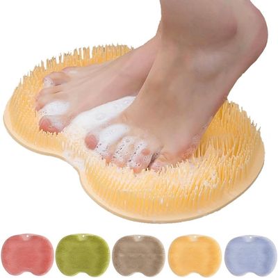 2026 New Silicone Shower Foot Scrubber Mat, Foot Back Cleaning Pad Back Washer Exfoliating Bath Wash Pad, Shower Foot Scrubber Mat with Non-Slip Suction Cups (Yellow)