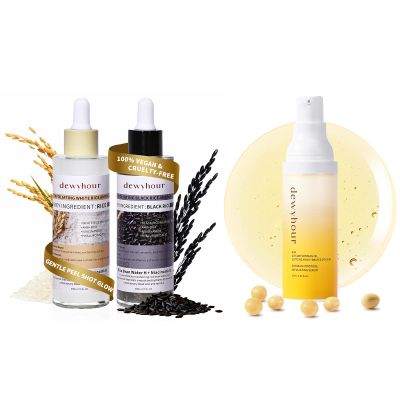 Black & White Rice Ampoule Duo Set & Soybean Moisture Exfoliating Serum, Gently Removes Dead Skin Cells, Refines Pores, Soft Face & Body Scrub for All Skin Types, Korean Skin Care