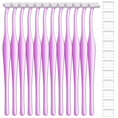 12 PCS Small Eyebrow Razors, T Shape Facial Razor Microblades Facial Hair Removal Eye Brow Razors with Protective Cover Mini Face Shavers for Peach Fuzz and Fine Hair