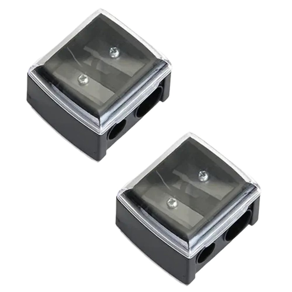 2Pcs Black Eyeliner Sharpener Makeup Pencil Sharpener Pencil Sharpeners for Eyebrow Eyeliner Pencil Tool Dual Holes Eye Pencil Sharpener with Cover Portable Makeup Brushes and Tools