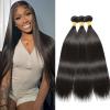 Straight Human Hair Bundles 20 22 24 Inch Black 3 Bundles for Black Women 12A Virgin Human Hair Deals Double Weft Quick Brazilian Hair Weave view 1