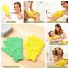 4-Pack SpaGlow Exfoliating Bath Gloves - Body & Face Scrub for Smooth Skin, Prevent Acne, Unclog Pores. Deep Cleansing and Massage Spa Gift Set for Women/Men, Yellow and green view 2