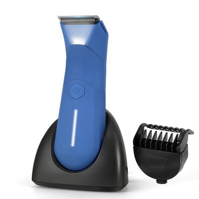 Voukad Manscape for Men, Groin Trimmer for Men and Women, Body Hair Trimmer and Ball Trimmer with Light, Pubic Hair Shaver, Manscaper Kit, 7 Precisions, Waterproof Wet/Dry Grooming (Dark Blue)