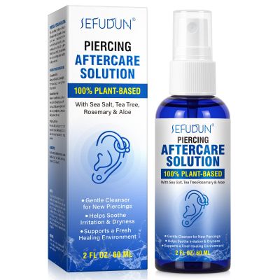 Dvoevivh Piercing Aftercare Spray - Natural Sea Salt Solution with Tea Tree Oil, Rosemary & Aloe Vera - Gentle Cleaning for Ear, Nose, Belly Button Piercings - Heals & Soothes, Prevents Infection