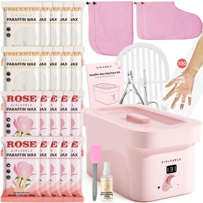 GIRLEARLE 7000ml Paraffin Wax Machine with 2000g Rose Paraffin Wax + 2000g Unscented Paraffin Wax for Hand and Feet