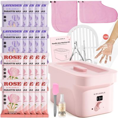 GIRLEARLE 7000ml Paraffin Wax Machine with 2000g Rose Paraffin Wax + 2000g Lavender Paraffin Wax for Hand and Feet