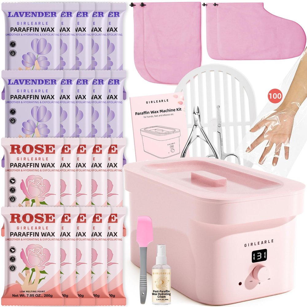 GIRLEARLE 7000ml Paraffin Wax Machine with 2000g Rose Paraffin Wax + 2000g Lavender Paraffin Wax for Hand and Feet