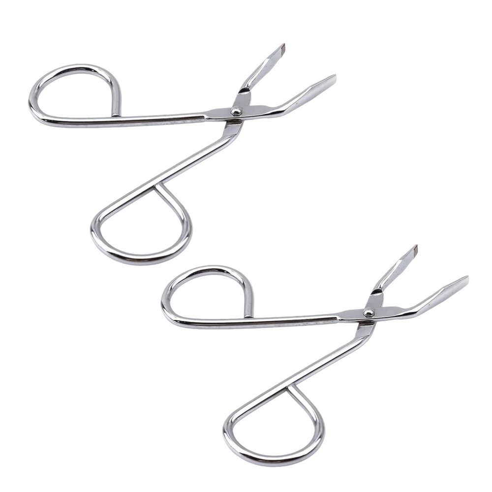 2Pcs Silver Eyebrow Scissors,Elbow Pliers Clip Scissors,Flat Tip Hair Plucker Removal Tweezers,Stainless Steel