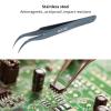 Baxnore Tweezers Curved Bent Tip Stainless Steel High Hardness Antimagnetic Proof Elbow Tweezers for Precise Experimental Work Semiconductor Microelectronics 115mm view 4