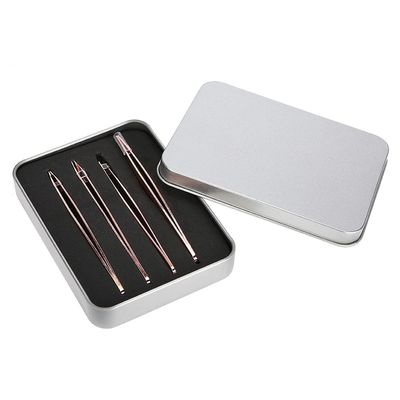 4pcs Eyebrow Tweezer Rose Gold Stainless Steel Hair Beauty Slanted Puller Removal Eyelash Eye Brow Clip Makeup Tool