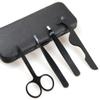 4pcs/Set Black Nose Eyelash Hair Removal Eyebrow Tweezer Flat Tip Clip Curved Scissors Trimmer view 4