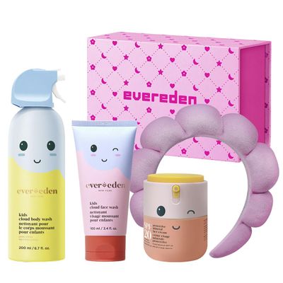 Evereden Kids Gift Box | Face Cream with SPF 20, Cloud Face Wash & Juicy Citrus Body Wash Spray, Cute Headband | Perfect Skincare Gift Set for Kids, Birthdays & Holidays | Clean & Dermatologist-Tested