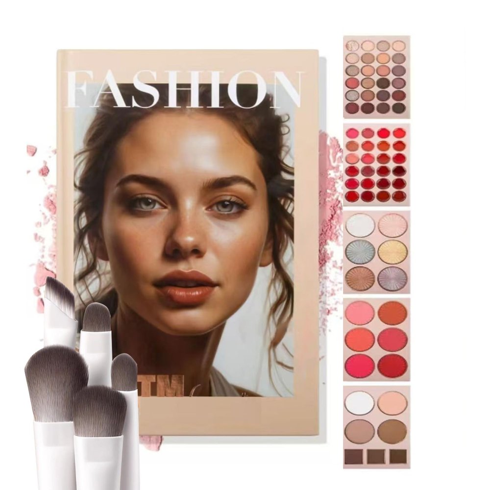 5 Layer Makeup Book Palette with 67 Color, 5-Layer Book-Style Foldable Makeup Palette Set with 24-Color Eyeshadow Palette, Multi - Functional Beauty Book Kit for Women (A)