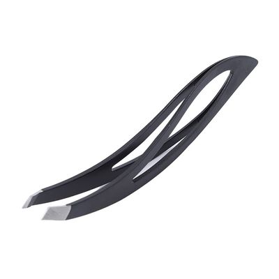 Black Eyebrow Tweezers Professional Stainless Steel Slanted Flat Point Tip Hair Removal Eye Brow
