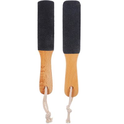 PAMINGONO 2pcs Wooden Handle Foot Scrubber Double-Sided Pedicure Foot Files for Callus Removal and Dead Skin Exfoliation