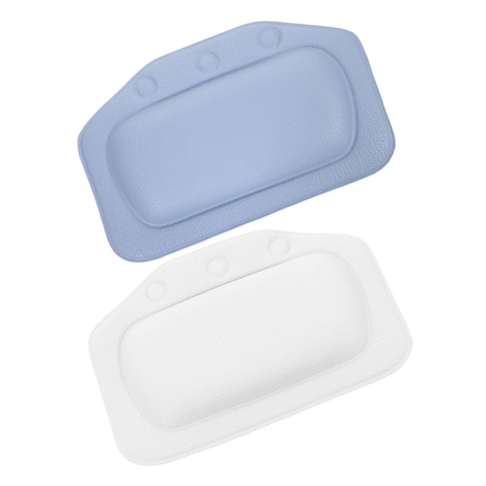 CTIRCHIU 2Pcs Bathtub Pillows with Strong Suction Cups for Head Neck Shoulder Support Comfortable Bath Cushions for Spa Home Use Blue and White