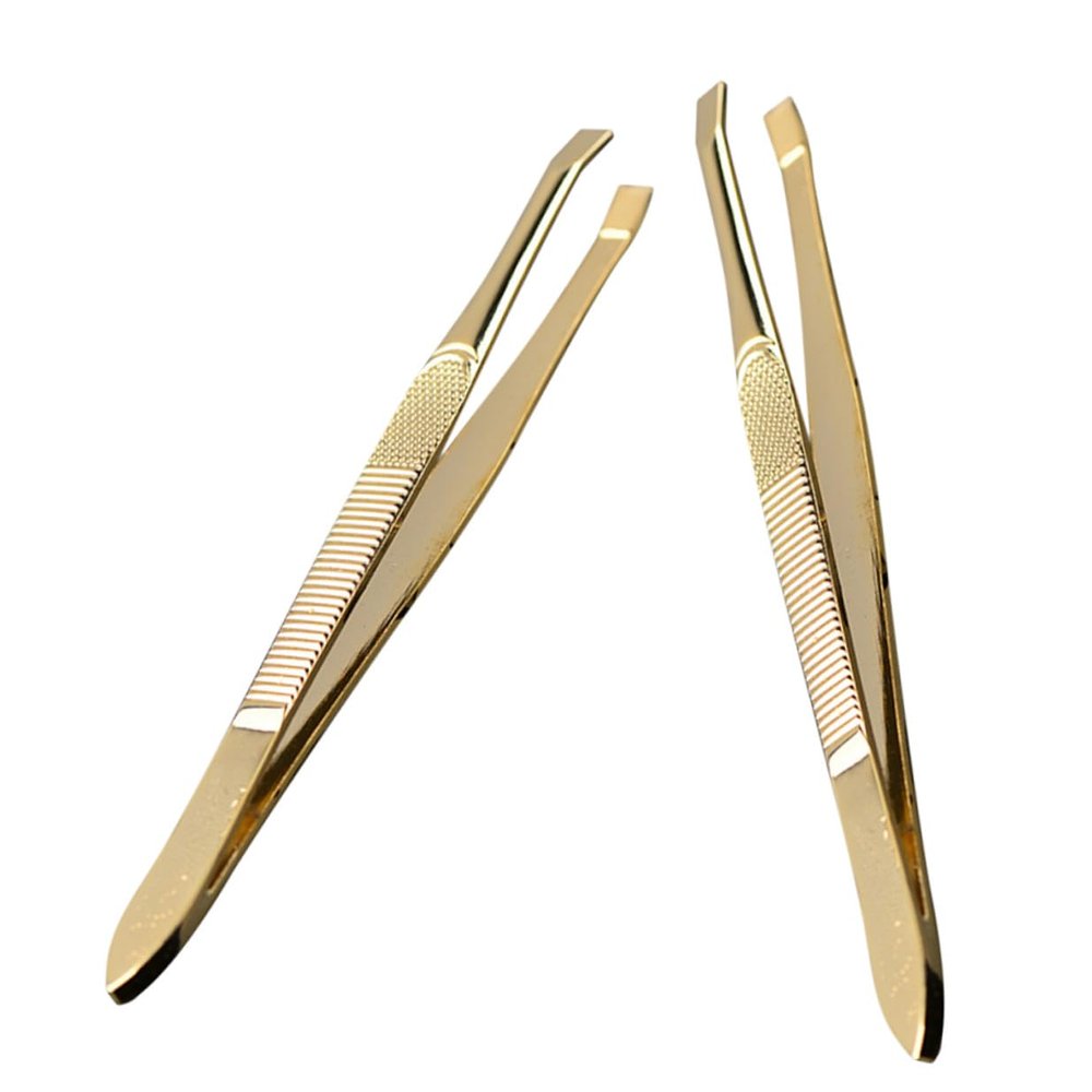 BELLIFFY 2pcs Stainless Steel Precision Eyebrow Tweezers for Women Nippers for Detailed Grooming Multipurpose Lash Extension and Nose Hair Trimming Tool Travel-friendly Compact