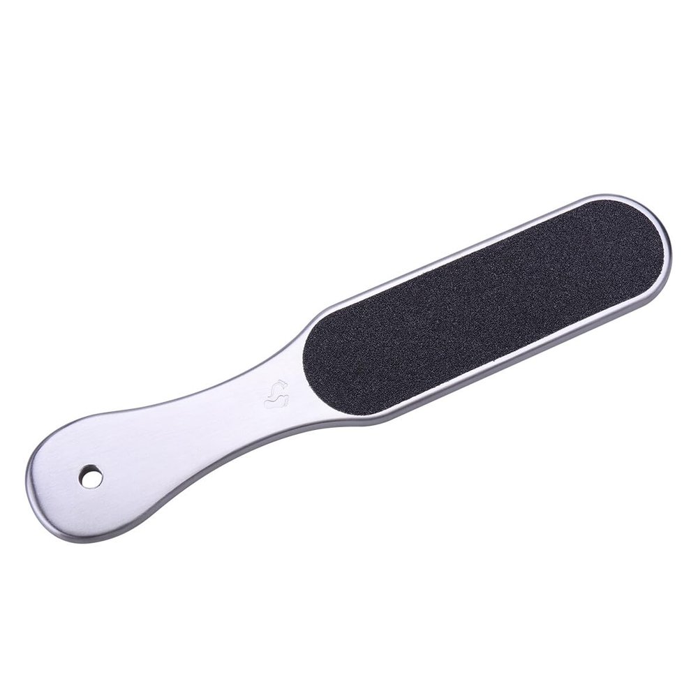 ADOCARN Large Stainless Steel Foot File with Coarse and Fine Sandpapers Pedicure Callus Remover Tool for Wet and Dry Feet for Cracked Heels and Hard Skin Maintenance