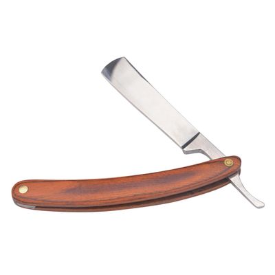 BELLIFFY Manual Shaver for Men Stainless Steel Straight Razor with Polished Wood Handle Vintage Design Balanced Weight for Effortless Shaving Daily Grooming Tool