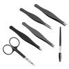 ADOCARN 6Pcs Eyebrow Clamp Stainless Steel Precision Tweezers Makeup Tool for Fine Hair Removal Eyebrow Shaping Grooming Kit with Design for Home and Travel view 1