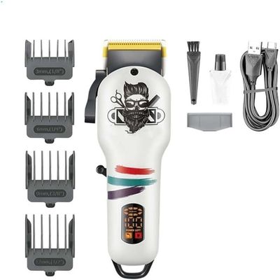 YHNNH Hair Cutting Tool, Clipper Cordless Machine Professional Barber Adjustable Trimmer Digital Display for Men(White)