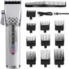 YHNNH Hair Cutting Tool, Professional Clipper Titanium Ceramic Blade Cordless Rechargeable Trimmer Barber Haircut Grooming Kit(Silver) view 1