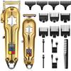 YHNNH Hair Cutting Tool, Clippers 2 Pcs for Men, Cordless Kit & T-Blade Trimmer, Professional Barber Kits with LED Display for Family view 1
